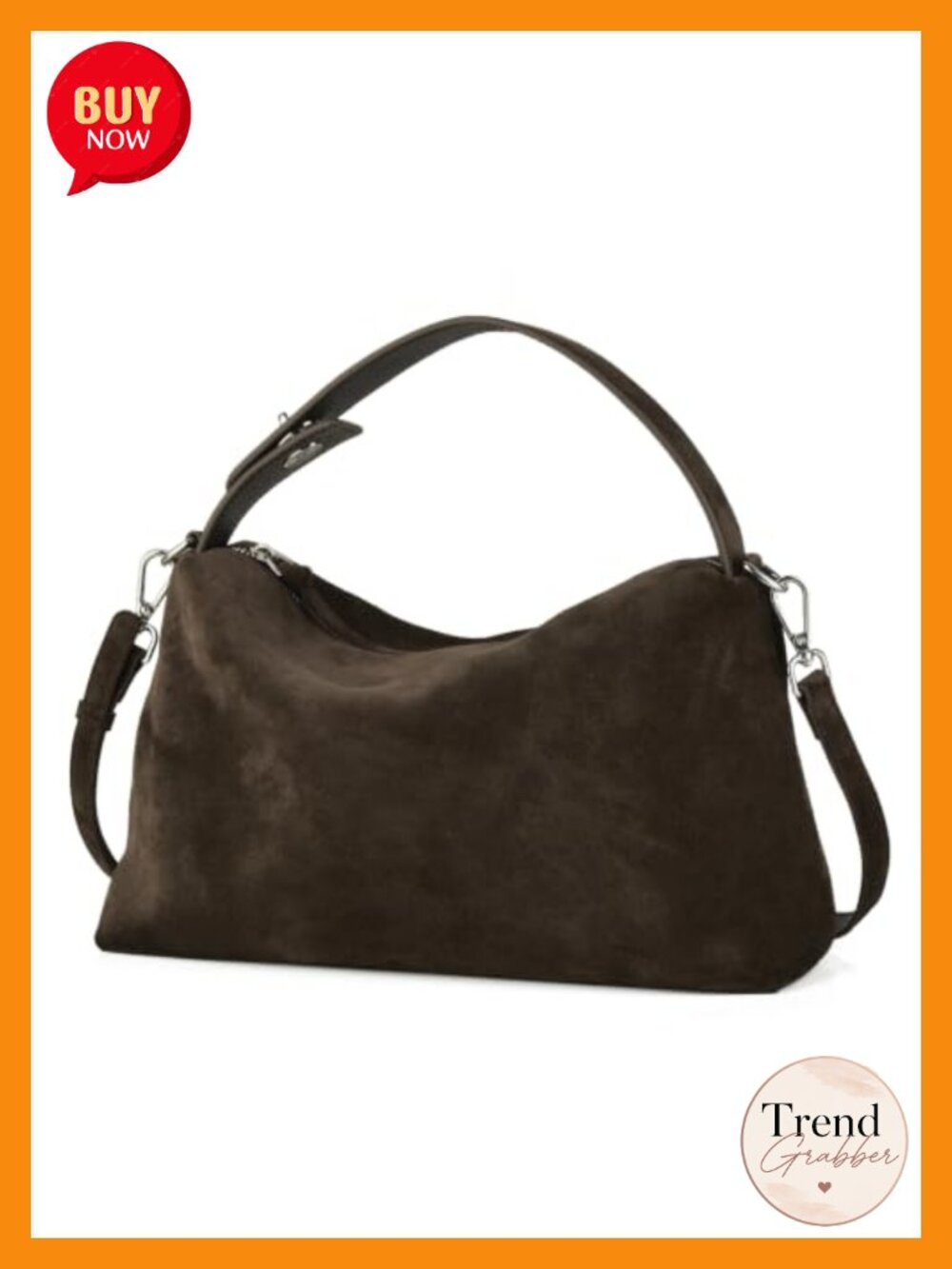 Premium Suede Leather Crossbody Bag Slouchy Shoulder Handbag